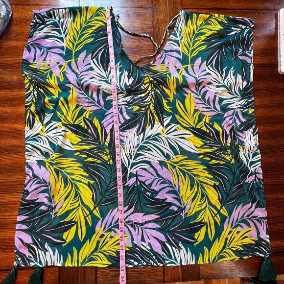 Palisades Beach Club Womens Tropical Green Printed Pullover Swim Cover-Up Size L - Picture 11 of 11